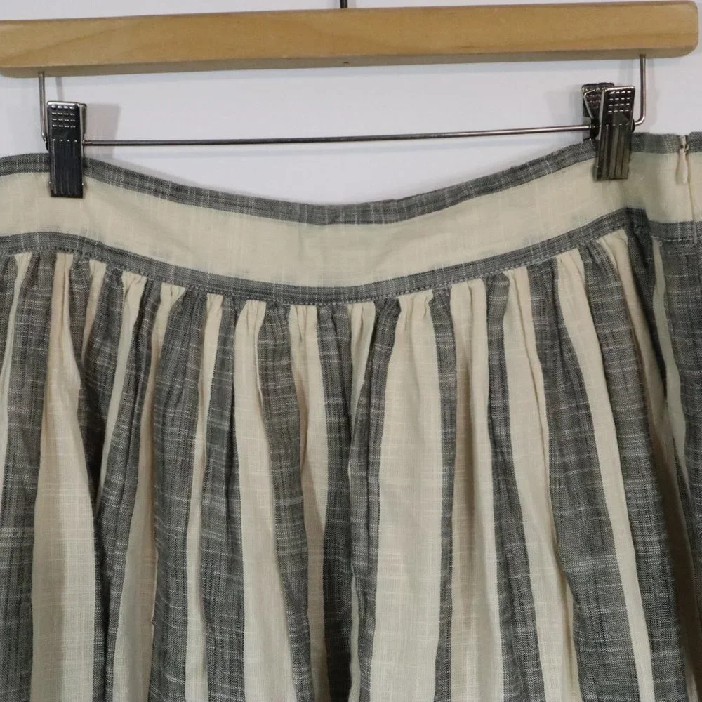 Anthropologie Osei Duro Gray and Cream Gauze Stripe Maxi Skirt L - Picture 2 of 6